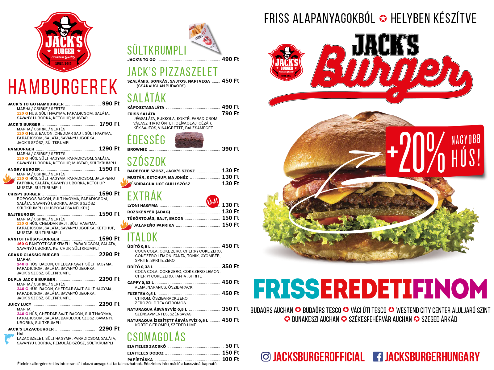 Étlap « Jack's Burger