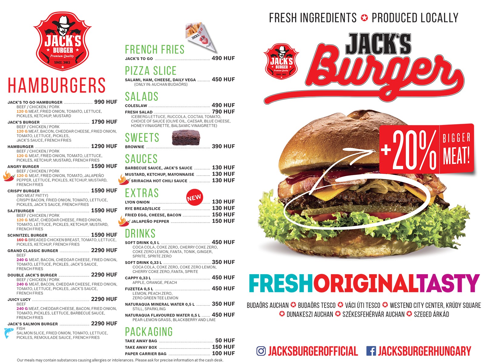 Menu jack s burger